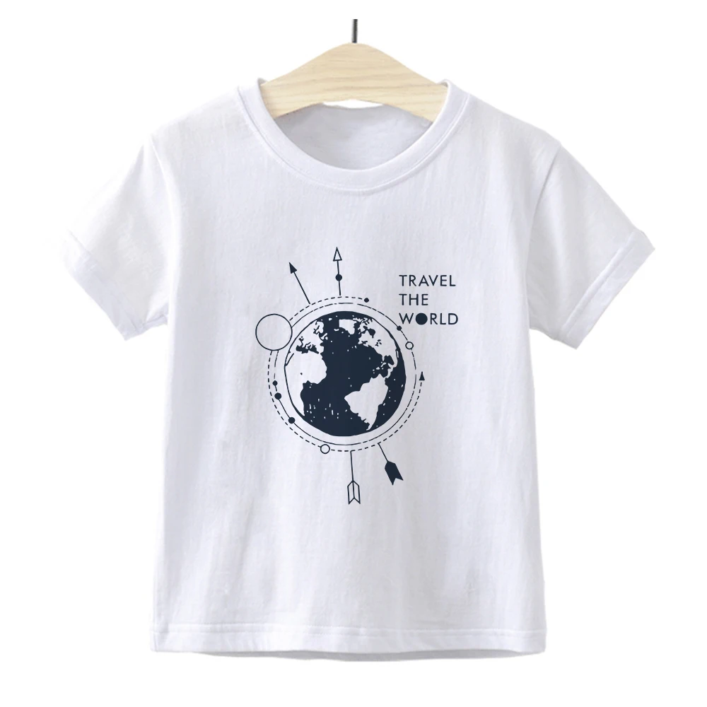 

Vintage Harajuku Earth Printed Gothic Kids T-shirt Aesthetic Versatile Spring Baby Boys Clothing Y2K Fashion Hip Hop Tee shirt