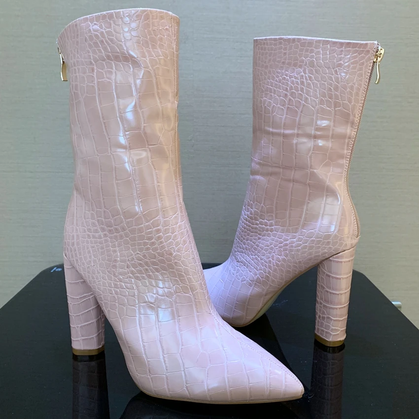 Зимние ботинки 2019 женские кожаные ботильоны женская обувь на высоком каблуке