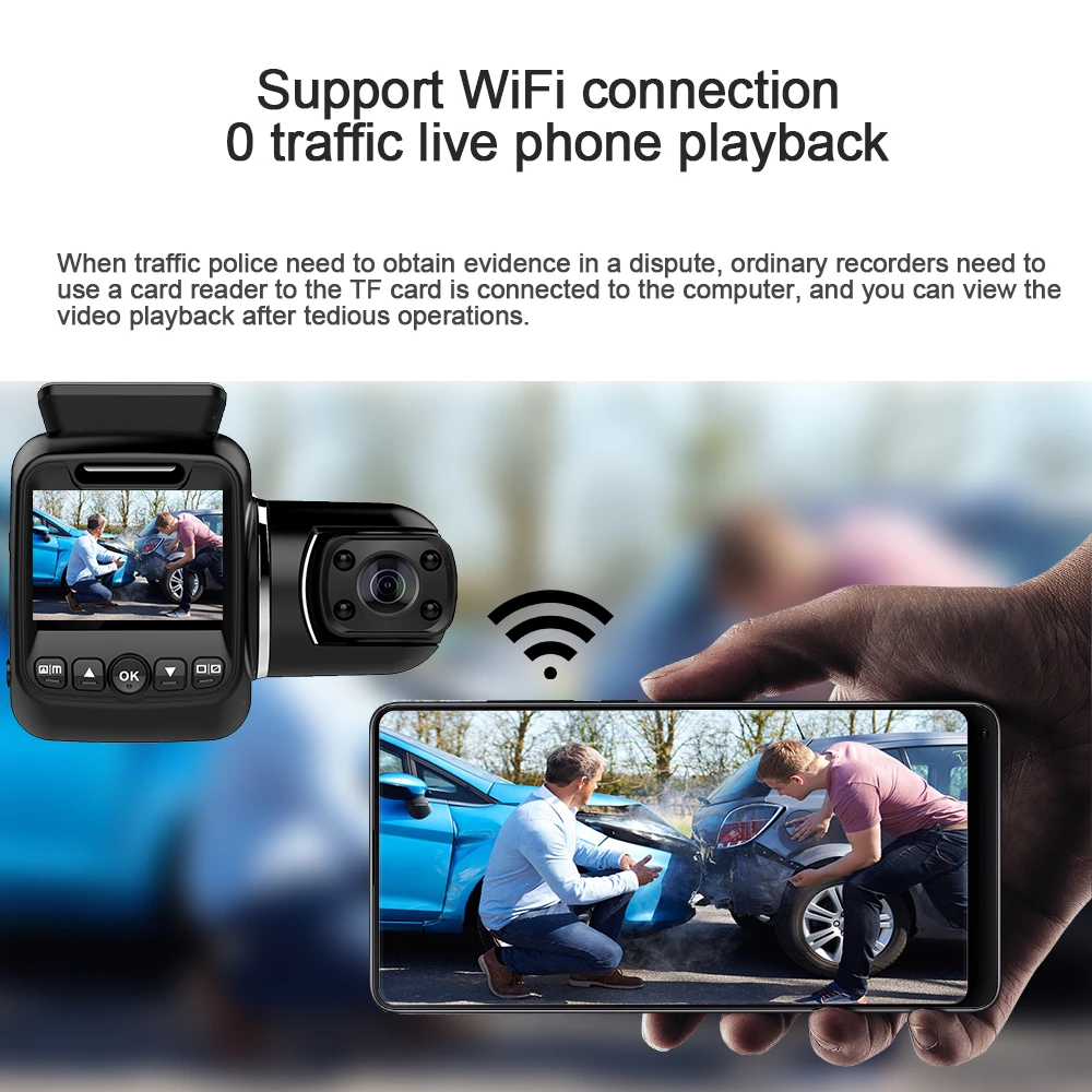 Yaojun 4K Ultra HD WIFI видеорегистратор WiFi GPS 2880*2160P Автомобильный с двумя объективами Novatek