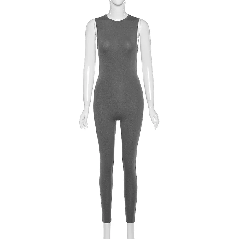 

Women's Tracksuit Yoga Set Sleeveless Zipper Slim Jumpsuit Sports Elastic Quick Dry Fitness Overalls Training Gym Clothing