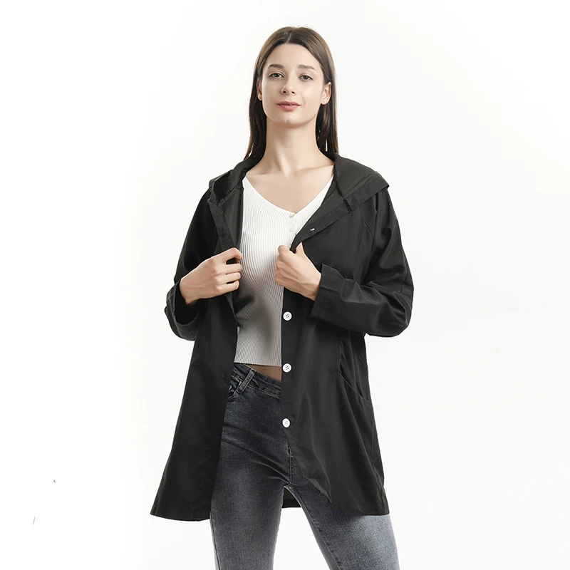 Осенняя весенняя одежда оверсайз Женские повседневные пальто с капюшоном