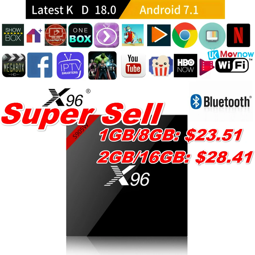 ТВ бокс X96 X96W Android 7 1 OS tv BOX Amlogic S905W ГБ/8 ГБ 2 ГБ/16 BT 4 0 ГГц WiFi HD 4K Smart