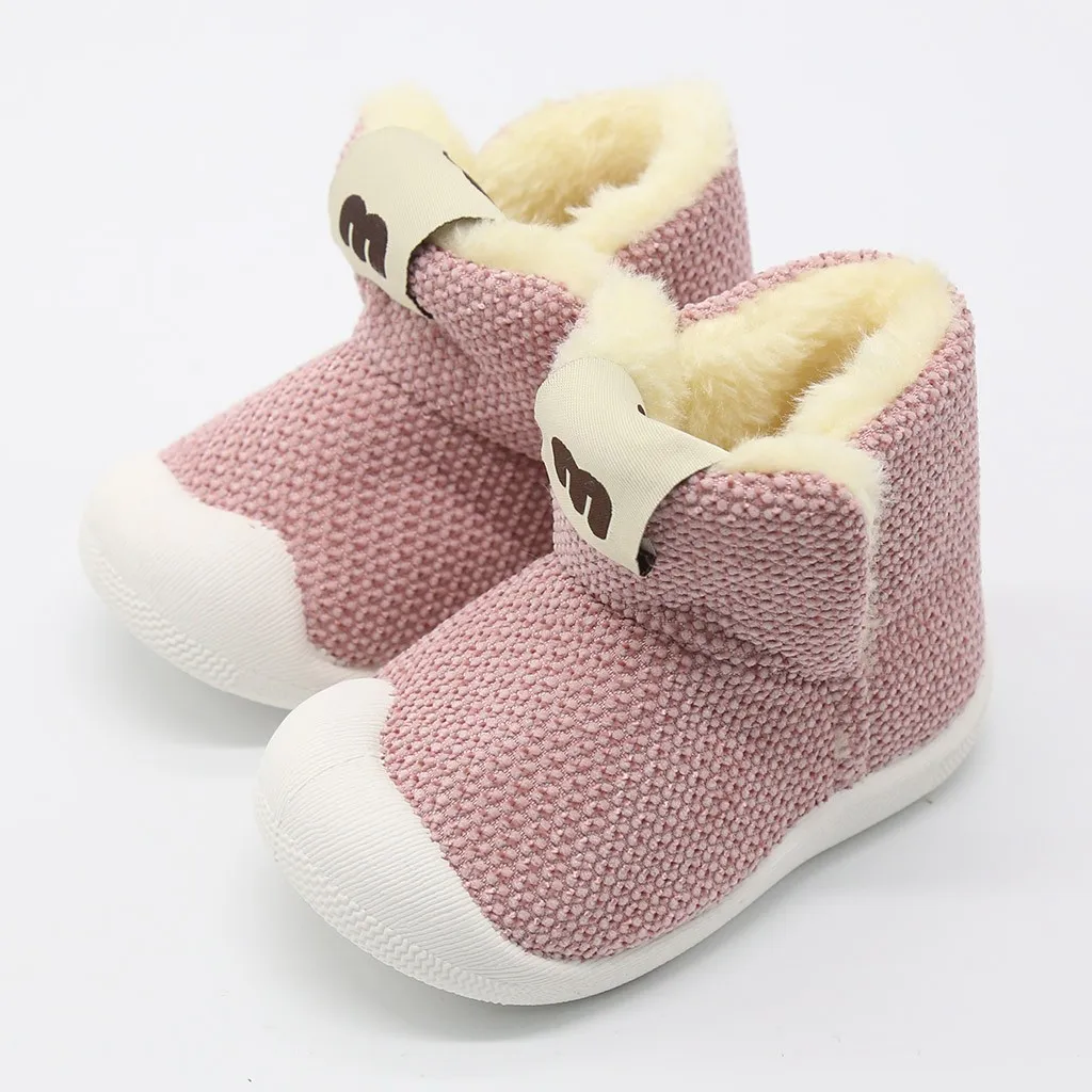 Зимние теплые Вязаные Короткие Плюшевые ботинки для маленьких девочек и