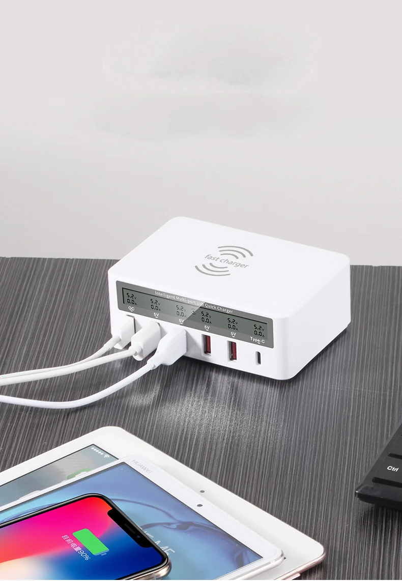 40w 6 ports usb c charger qi wireless charger for iphone11 x xs samsung xiaomi qc3 0 fast charger pd quick charging for xiaomi free global shipping