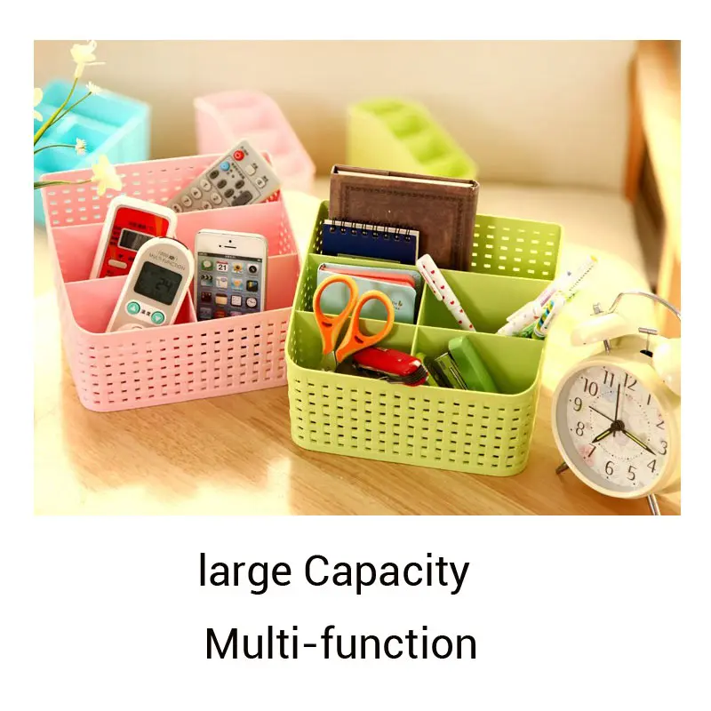 plaited organizer makeup storage box cosmetics desk holder plastic rattan for home office phone remoter four five checks free global shipping