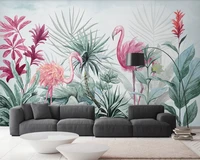 nordic ins tropical plants flamingo background wall custom wallpaper wall covering