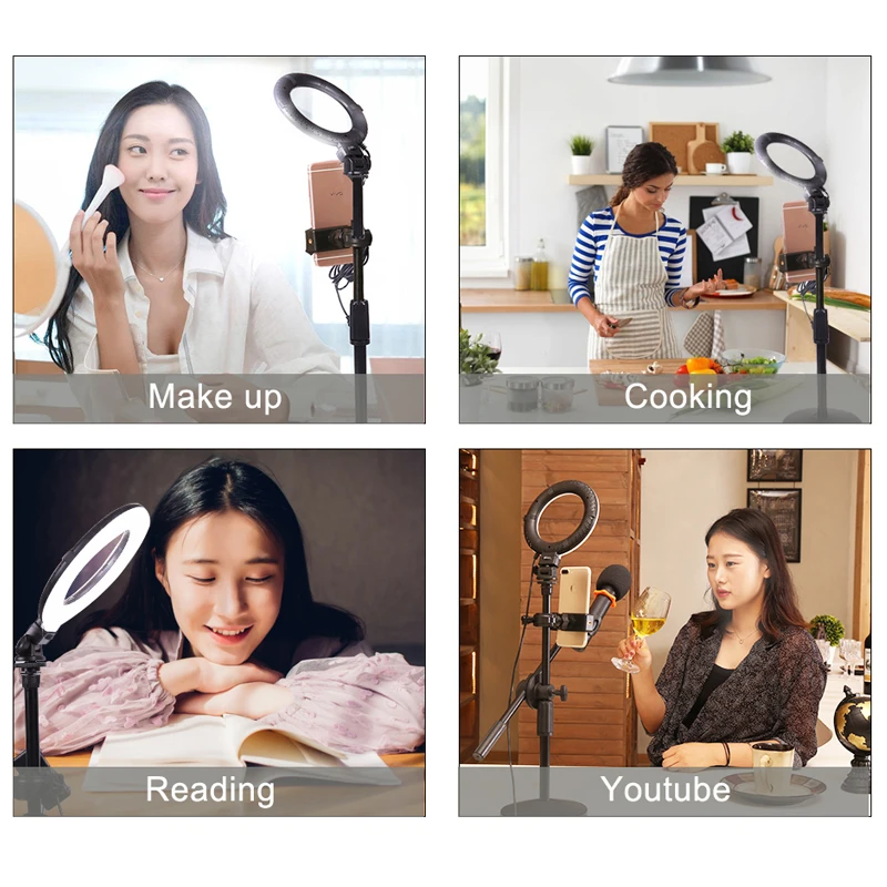 6 дюймовый светодиодный кольцевой светильник GSKAIWEN для селфи с держателем
