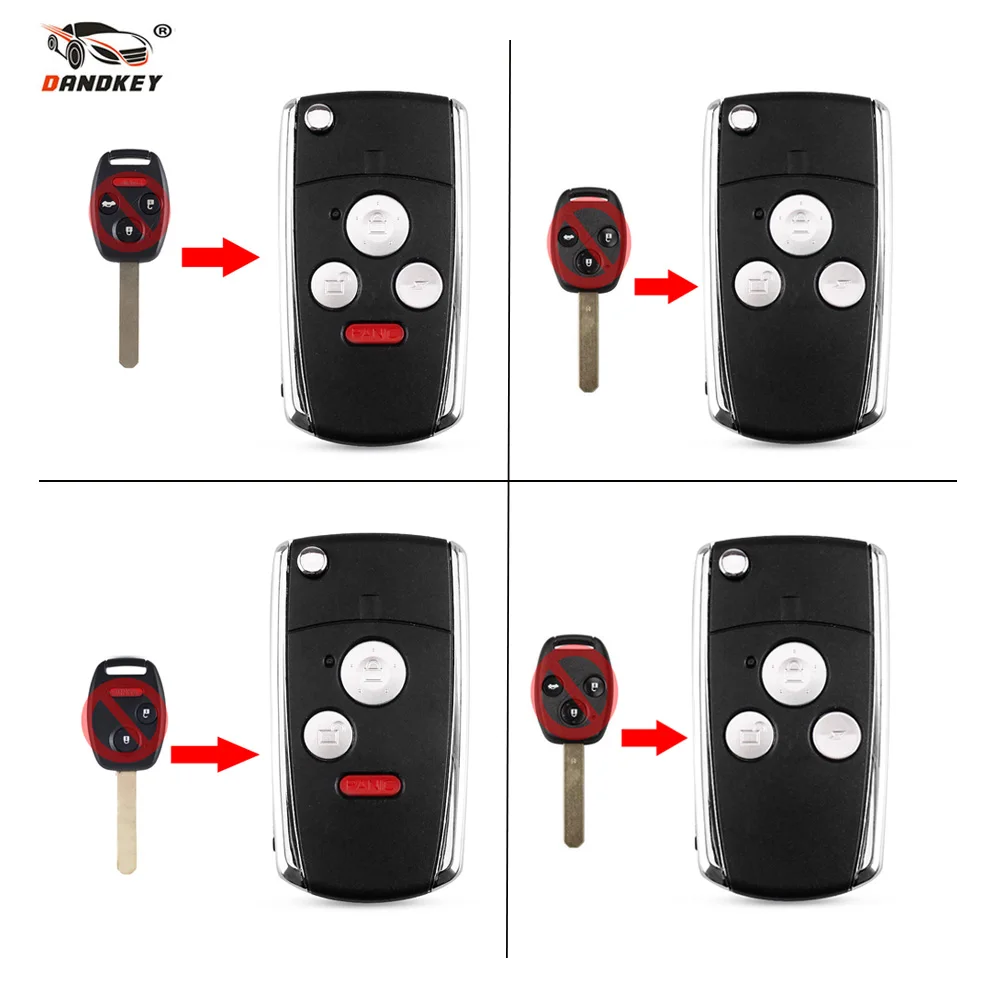 DANDKEY 2 + 1 3 4 кнопки дистанционного ключа автомобиля оболочка для Honda HONDA ACCORD CRV CIVIC