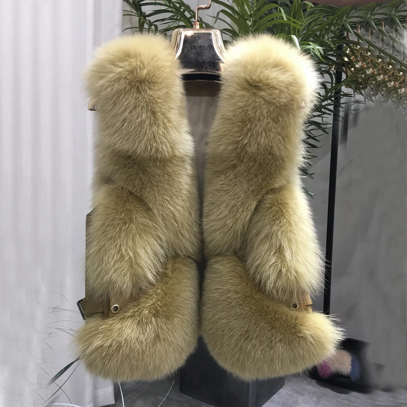 Жилет ZDFURS из натурального Лисьего меха Короткая Безрукавка зимний теплый жилет