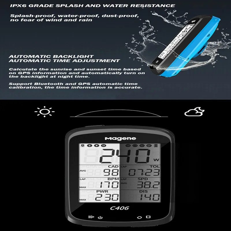 2021 New Magene C406 Bicycle Computer Waterproof GPS Wireless Smart Code Watch Mountain Bike Monitor Stopwatch Data APP | Спорт и