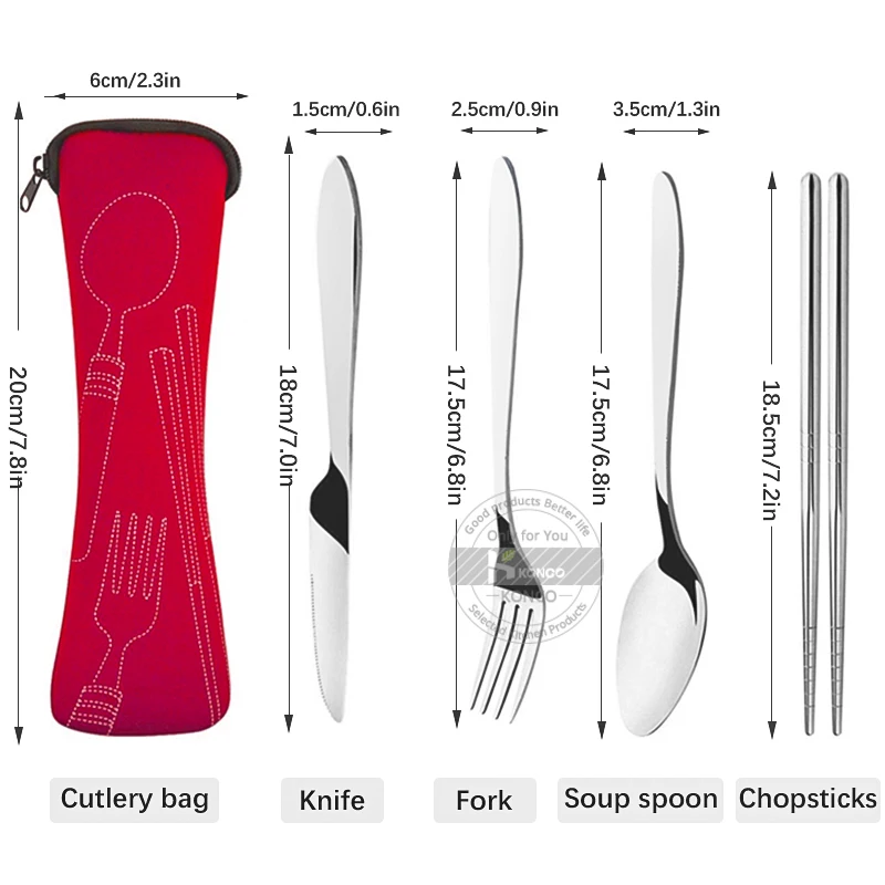 Портативный набор столовых приборов из нержавеющей стали Konco столовой посуды нож