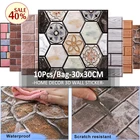 10 шт. 3D мраморные кирпичные настенные наклейки s маслостойкие самоклеящиеся декоративные фоны для детской комнаты, гостиной, обои, наклейки