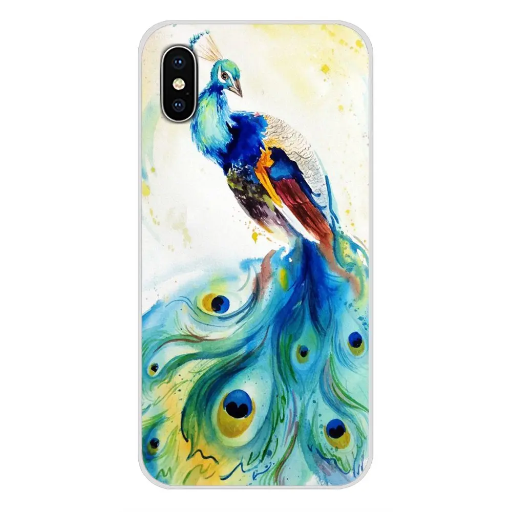 Аксессуары для телефона Чехлы акварель Павлин Apple iPhone X XR XS 11Pro MAX 4S 5S 5C SE 6S 7 8 Plus ipod 5 6