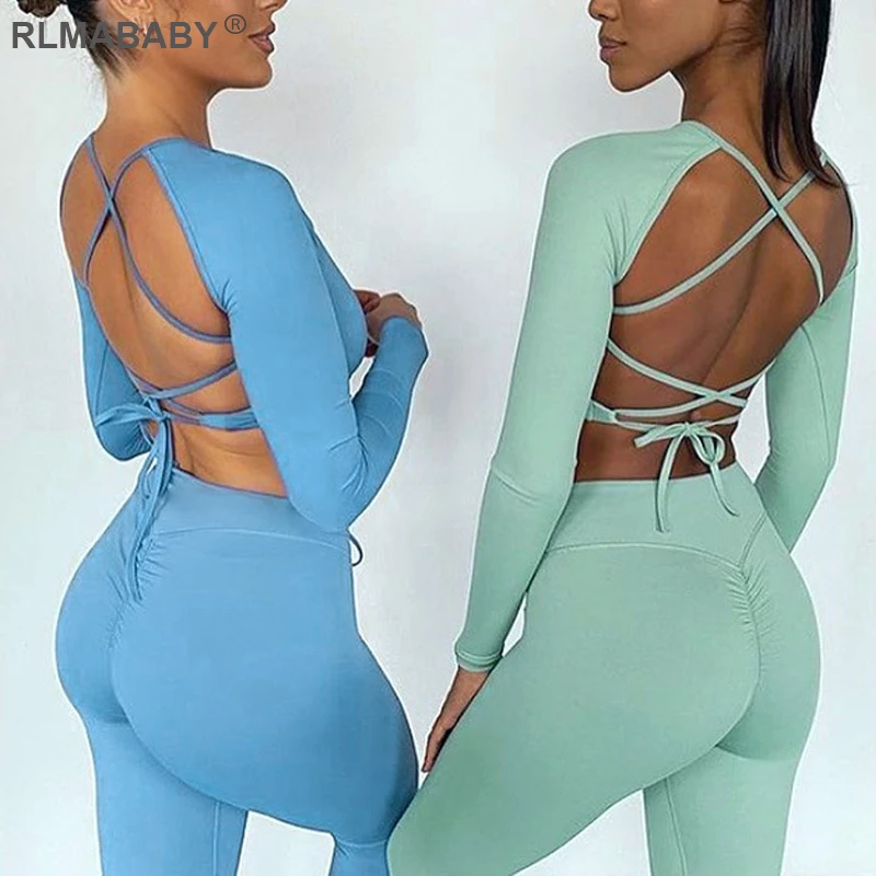 RLMABABY весенне-летние женские укороченные футболки с открытой спиной и брюки