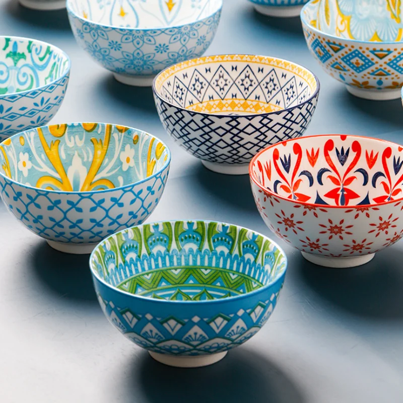 5 inch Rice Bowl European Style Ceramic Tableware Household Soup Porridge Hand-Painted Breakfast Microwave Available | Дом и сад