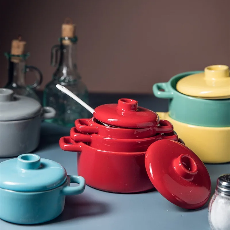 Керамические мини-миски для детского питания чаша выпечки с двойными ушками и