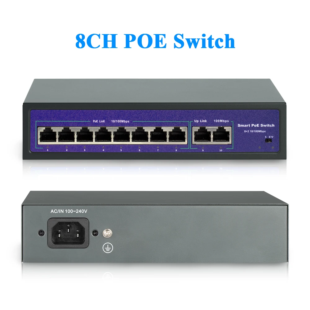 Сетевой POE коммутатор Techage 4 канала 8 каналов 52 в 10/100 Мбит/с IEEE 802 3 af/at для IP камер