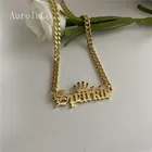 Ожерелье с именем на заказ, кулон золотого цвета, кубинская цепочка индивидуальная именная табличка, ожерелья для женщинмужчин, подарки