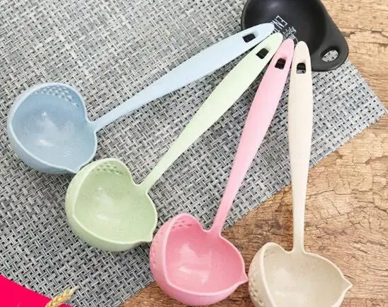 2 в 1 творческий пшеничной соломы суповая ложка ложки с длинной ручкой прекрасный