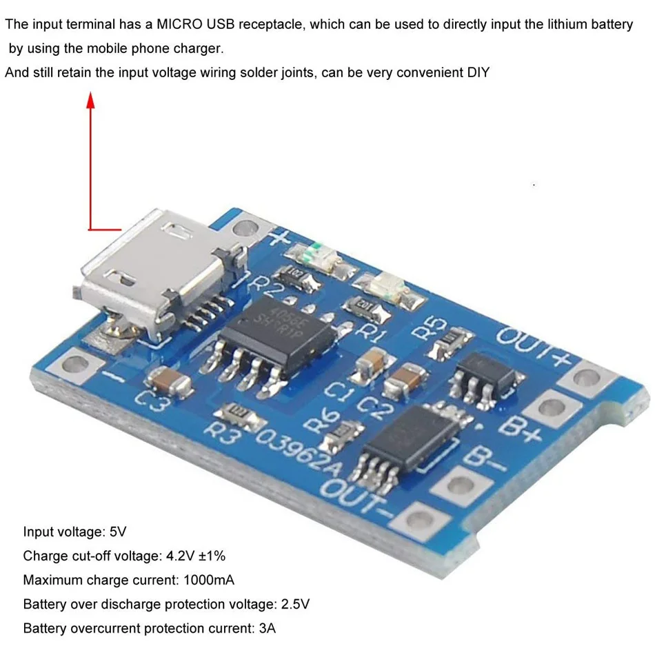 Зарядный Модуль TP4056 5 В Micro USB 1A 18650 12 шт. | Электронные компоненты и принадлежности