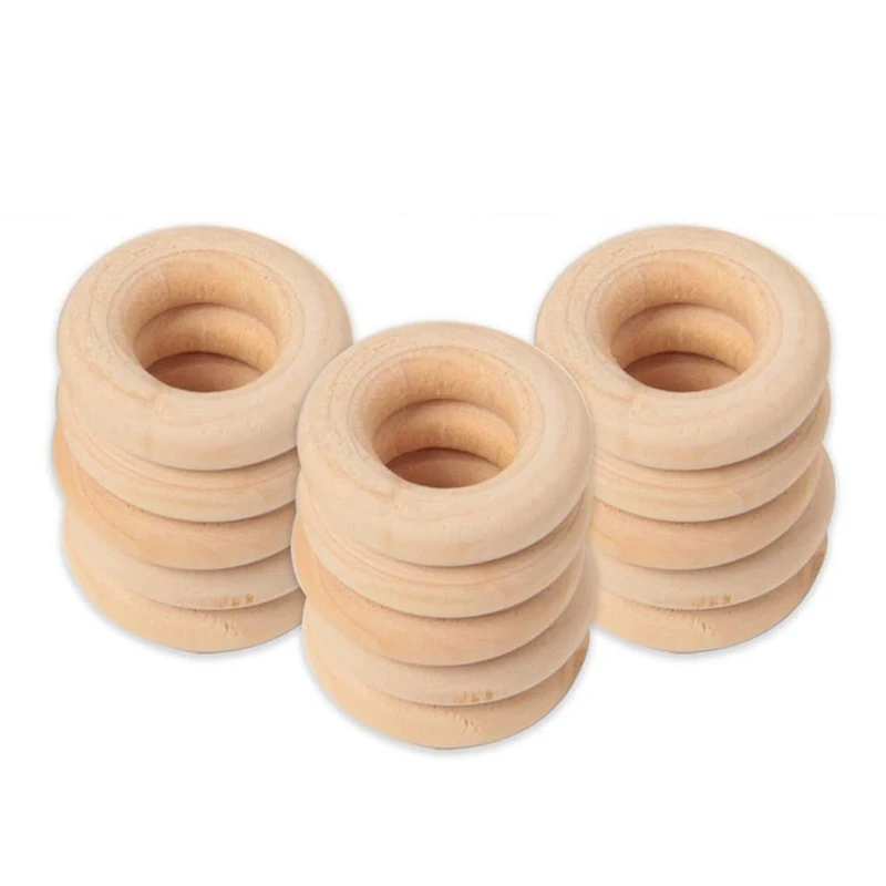 

150 Pcs 25 Mm/1 Inch Wooden Craft Ring Unfinished Wooden Rings Circle Wood Pendant Connectors for DIY Projects