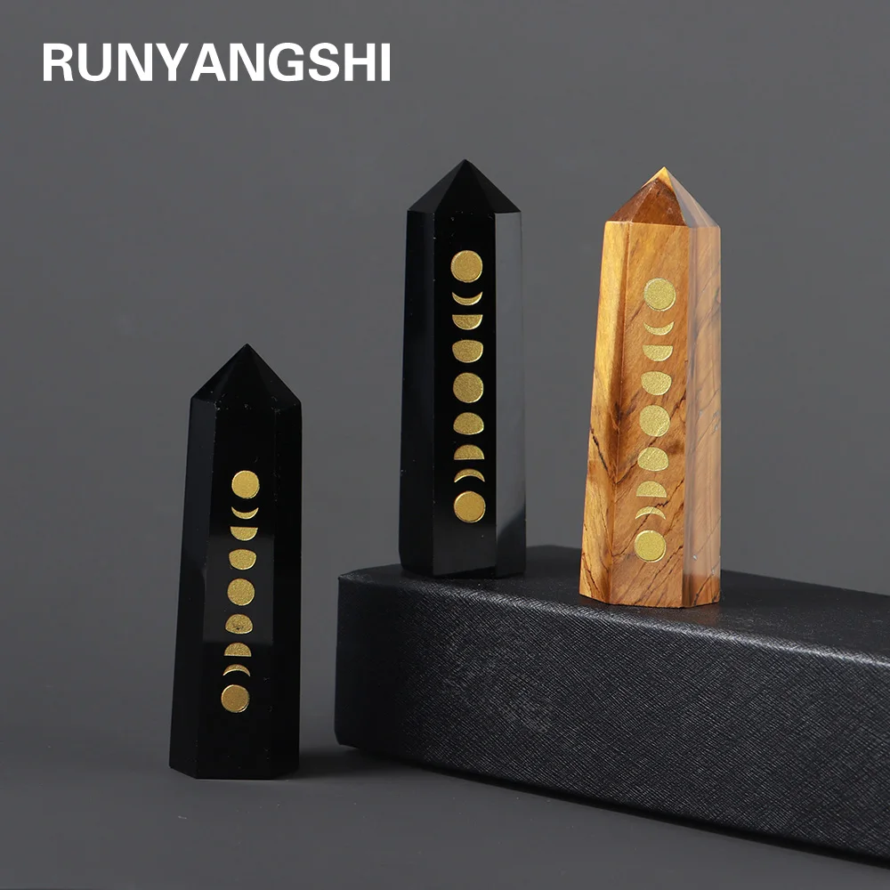 Натуральный кристалл палочка обсидиан лечебный камень тигровый глаз