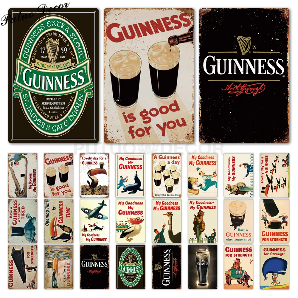 Винтажная металлическая табличка Guinness, Оловянная табличка, металлическая винтажная тарелка для паба, Настенная декоративная тарелка для бара, паба, клуба, человека, пещеры
