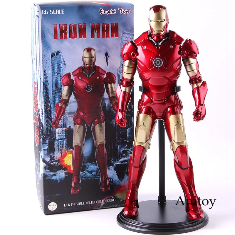 with color box Мстители Железный человек Mark 3 фигурку 1/6th весы ПВХ с принтом «Железный человек», 1:6 весы Коллекционная модель игрушки Железный человек Mark III - Цвет: with color box