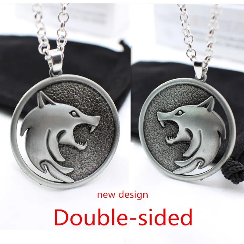 

Wizard 3 Wild Hunt Game Pendant Necklace Geralt Animal Metal Link Chain Wolf Head Necklace Steam 1 Bag 1 Card Original Quality
