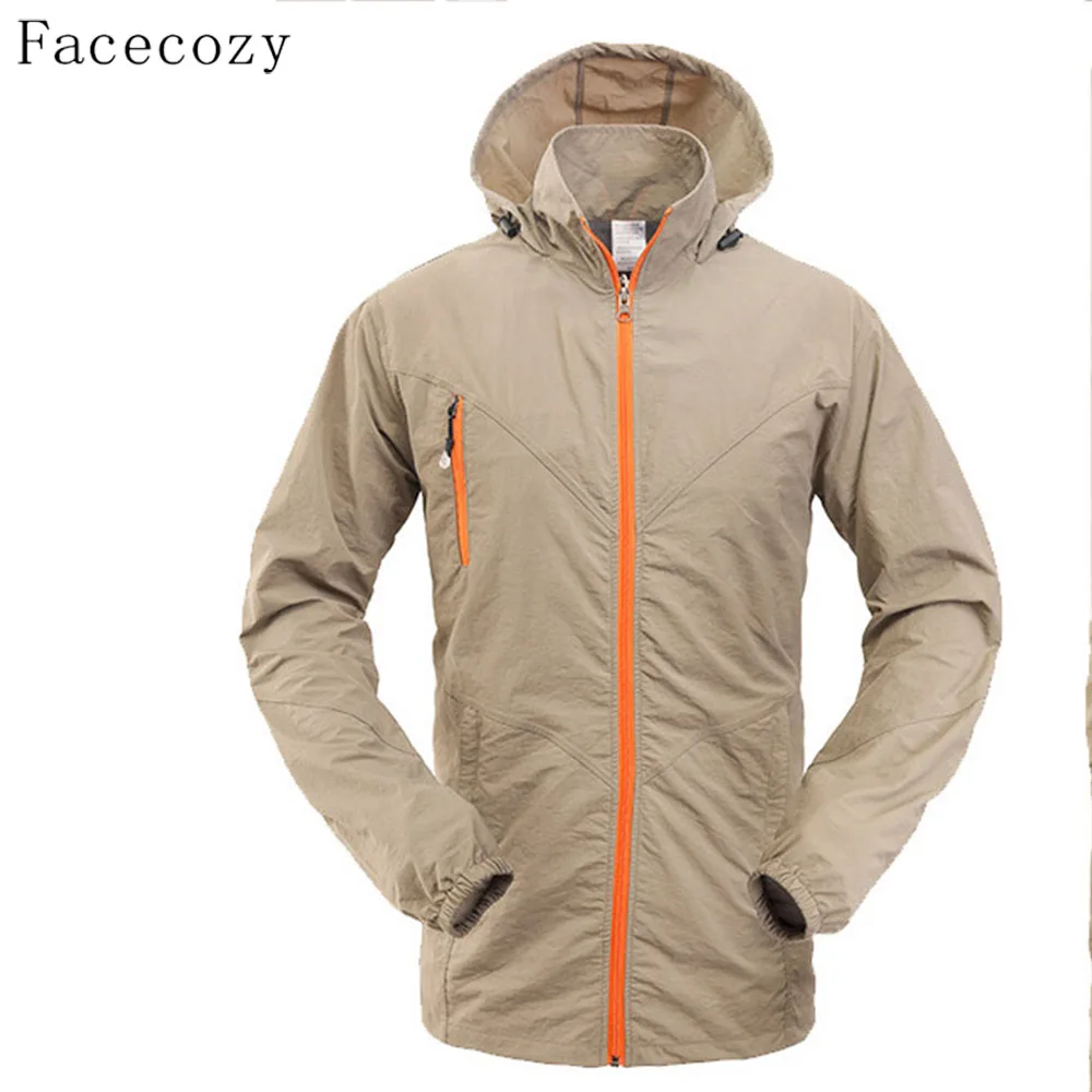 Куртка Facecozy Мужская быстросохнущая ветрозащитная с капюшоном и защитой от УФ