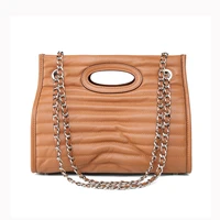 2021 ss top quality stripes embroidery genuine cow leather womens metal chains shoulder zipper bag fashion luxury design bags