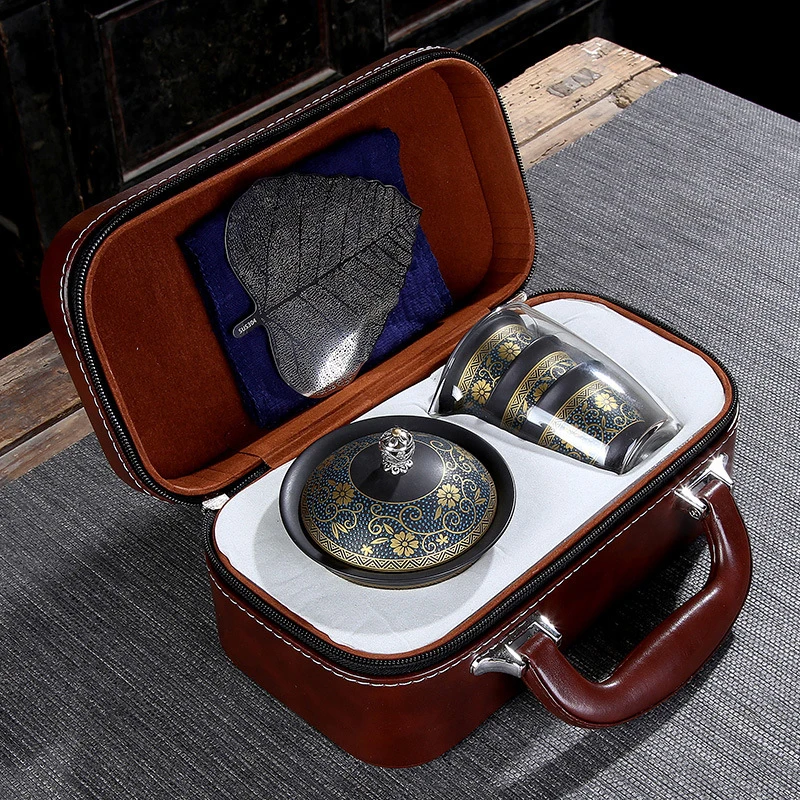 

Upscale Tea Sets Chinese Kung Fu Teaset Ceramic Portable Teacup Porcelain Service Gaiwan Tea Cups Mug of Tea Ceremony Teapot