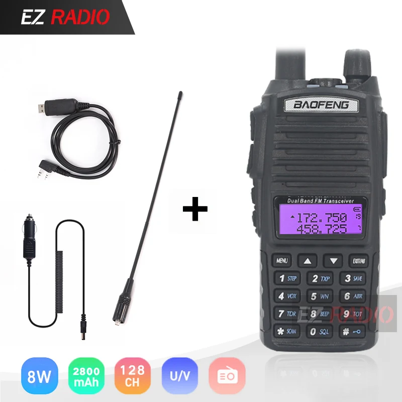 Апгрейд 8 Вт BaoFeng UV-82 портативное радио 10 км Baofeng UV 82 высокая 8 Вт рация 10 км Baofeng UV82 хорошо как Baofeng uv-9r - Цвет: as Picture
