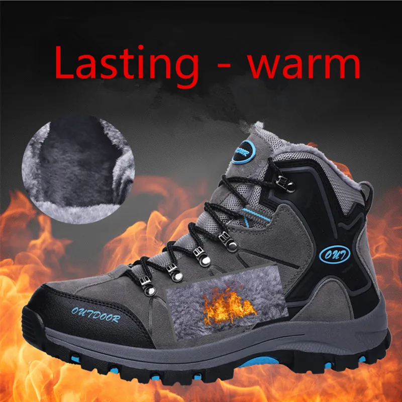 

Genuine Leather Snow Boots: Outdoor Hiking Boots Non-slip Winter Boots; Large Size 45 Men's shoes