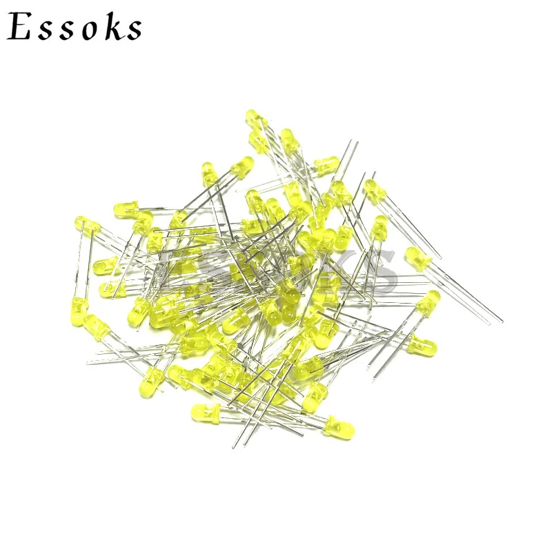 100pcs 3mm LED Diode 3 mm Assorted Kit White Green Red Blue Yellow Orange Pink Purple Warm white DIY Light Emitting Diodes - купить по