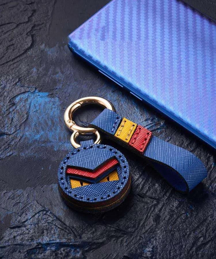

Luxury Leather Car Keychain Creative High Quality Evil Devil Eye Men's Practical Key Ring Simple Bag Pendant Jewelry Charm Gift