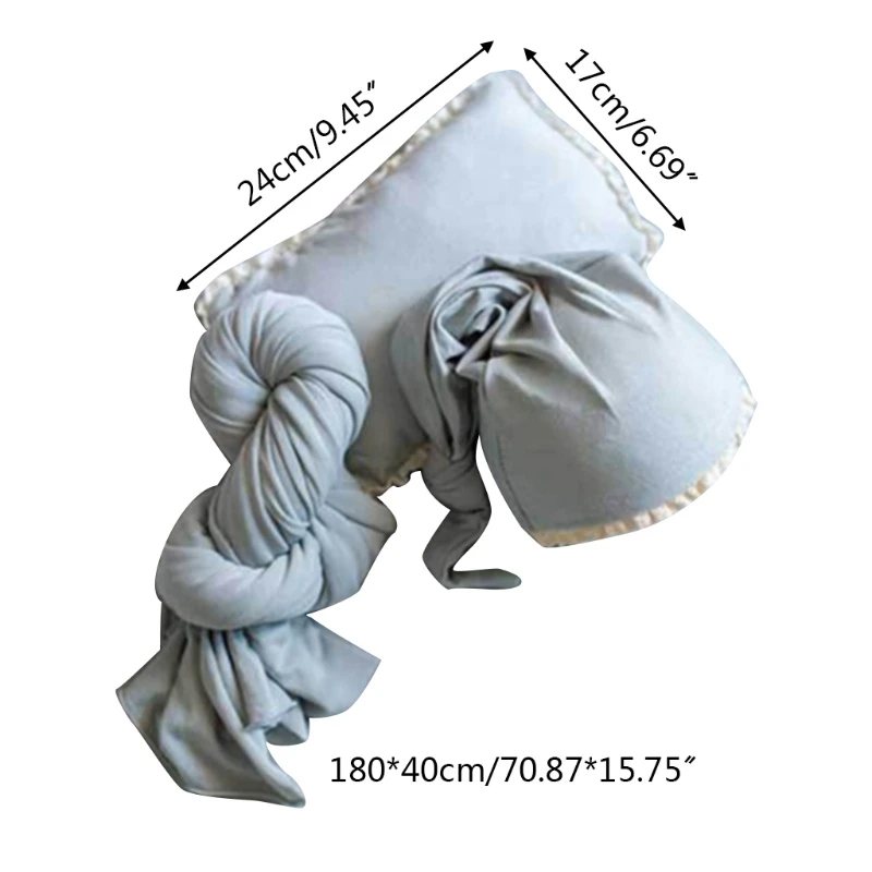 

3 Pcs Baby Receiving Blanket+Beanie Cap+Pillow Set Infants Sleeping Swaddle Wrap Turban Hat Newborn Photography Props GXMB