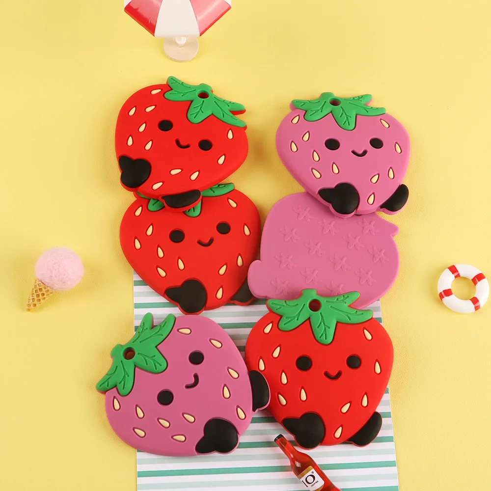 Sunrony-mordedor de silicona para lactancia, mordedor de frutas y fresas de dibujos animados, sin BPA, para dentici&oacute;n, 5 unidades-3