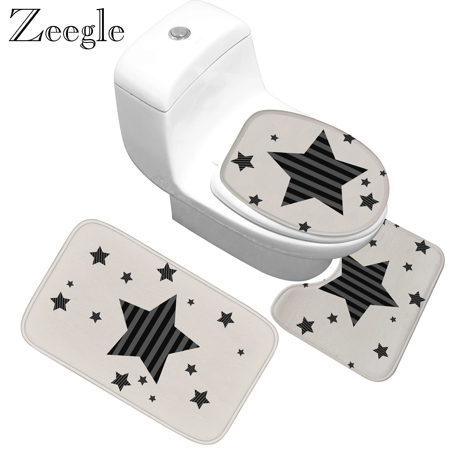 Zeegle 3 шт. розовый узор Коврик для ванной комплект фланелевый коврик для ванной комплект коврик для ванной комнаты Противоскользящий коврик для ванной комнаты коврики для туалета коврики для душа
