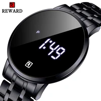 reward full black touch screen quartz watch stainless steel waterproof watches luxury brand luminous business date mens clock