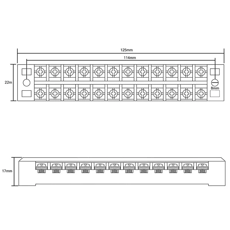 

Fixed Wiring Terminal 600V 25A Of 12-bit Double-row Covering Power Barrier