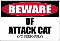 rogue river tactical funny beware of attack cat metal tin sign kitten kitchen wall decor warning sign