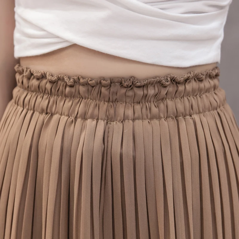 Женские шифоновые брюки с широкими штанинами однотонные высокой талией и