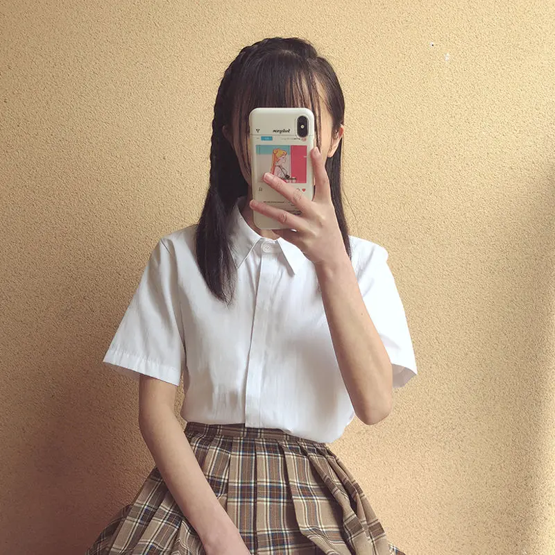 Женские летние блузки JK рубашка с коротким рукавом однотонные белые топы