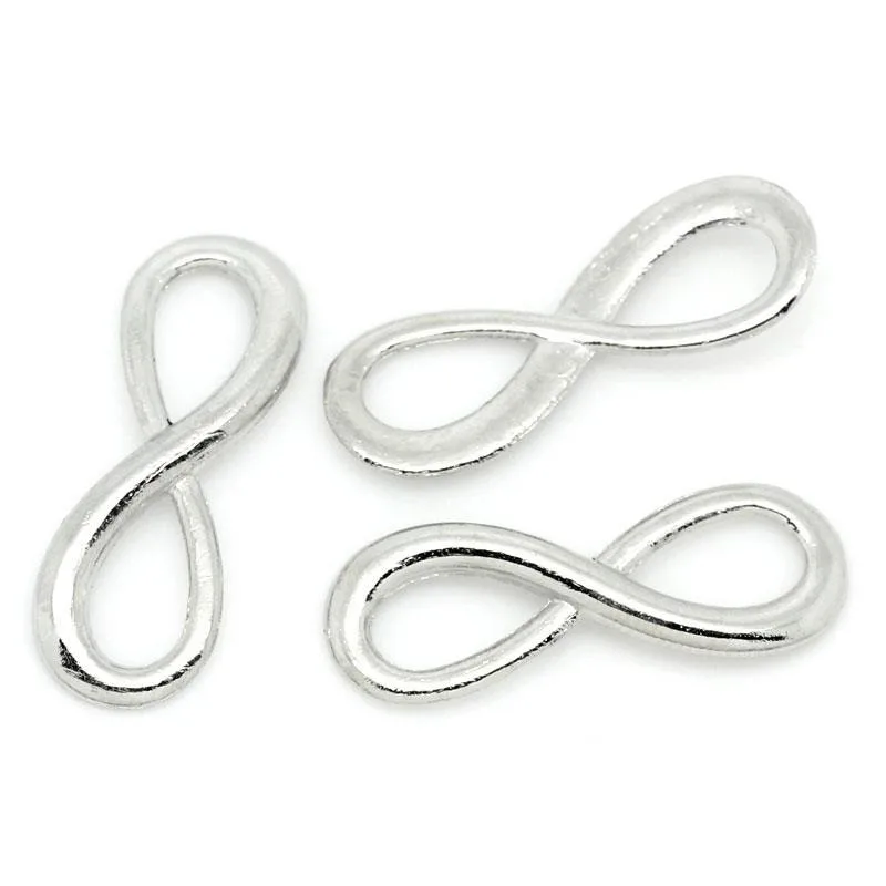 Zinc metal alloy Connectors Findings Infinity Symbol silver color 24mm(1") x 8mm( 3/8") 20 PCs new | Украшения и
