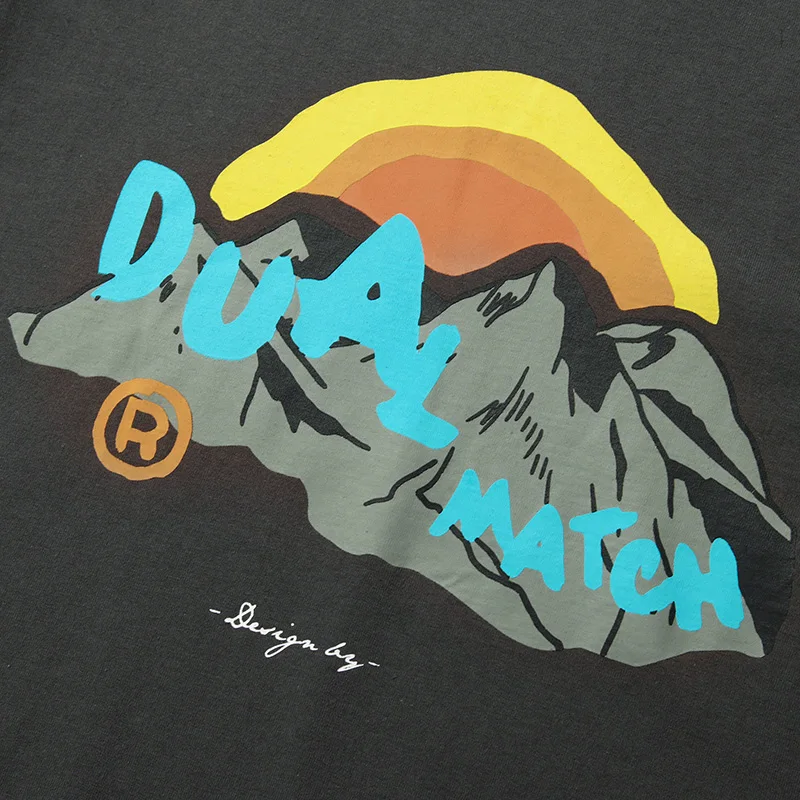 

Summer Men Short Sleeve Tshirts Hip Hop Hill Sunrise Print T Shirt 2021 Streetwear Harajuku Cotton Loose T-Shirt Top Tees Black