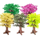 Кирпичи для деревьев, зеленые кустарники, цветок, трава, растения, сад, совместим с городом, сделай сам, строительная Базовая пластина MOC, блоки, аксессуары, детали сделай сам