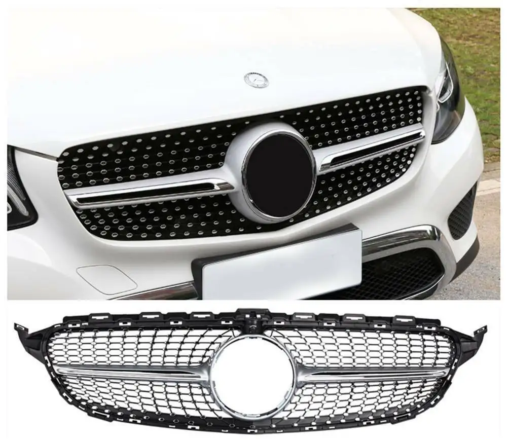 Передняя решетка Алмазная гоночная для Mercedes Benz W205 C Class C250 C300 C400 2015 18|Гоночные