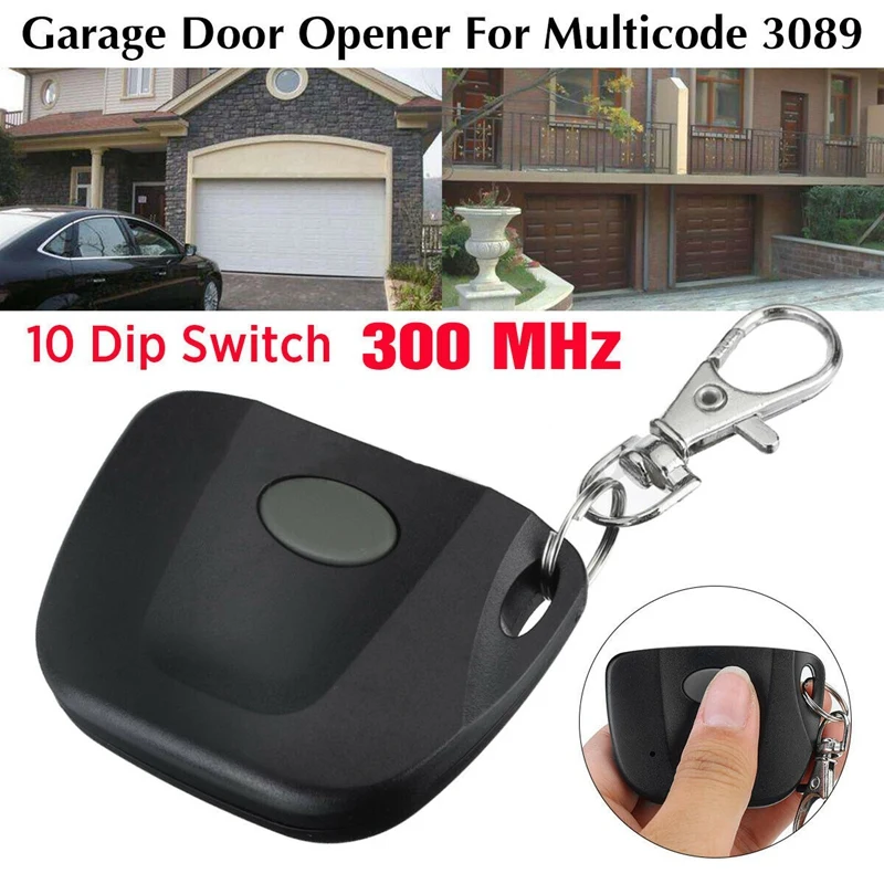 

300 MHz Remote Control Garage Door Opener Car Gate Opener Mini Remote Transmitter Black for Multicode 3089