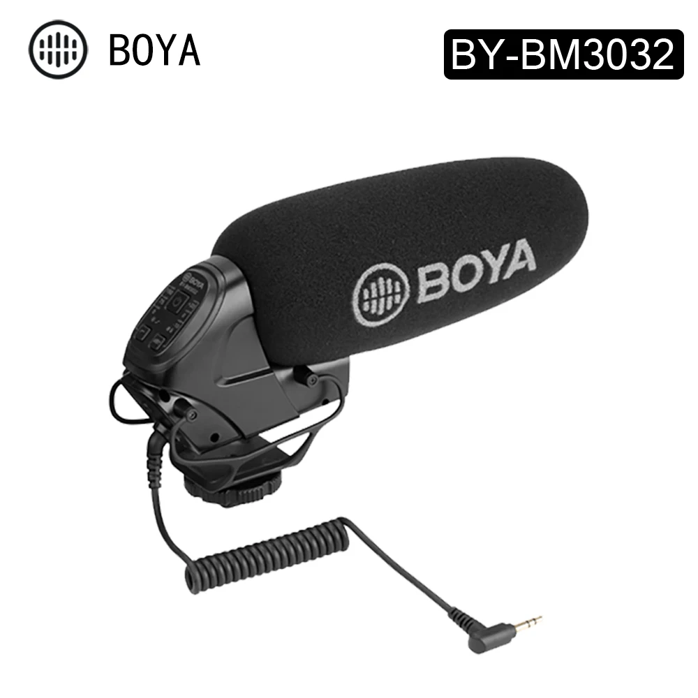 

BOYA BY-BM3032 Directional On-camera Microphone Gain 3 Step High Pass Filter Video Recording Mic for DSLR Camcorder